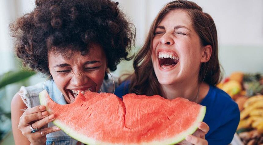 The girl ate watermelon